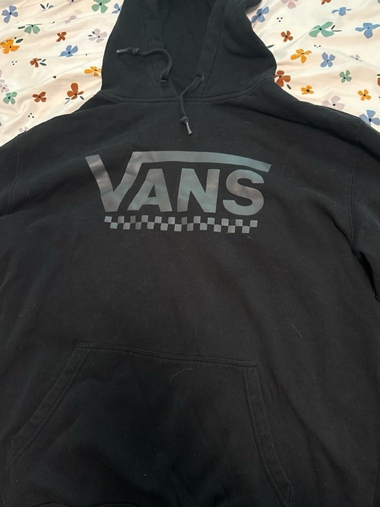 Vans Tops - Vans Black Hoodie with Reflective Logo and Checker Detail